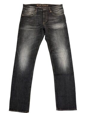 MAC Arne Pipe Modern Fit Jeans Black Gray Faded Premium German Denim 33x32